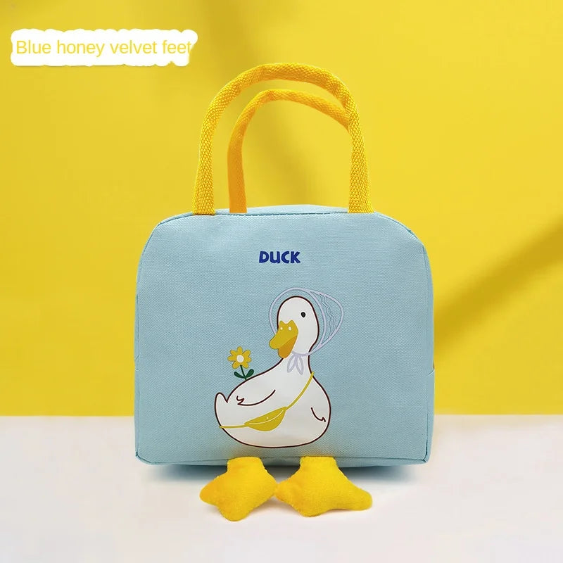Kids Portable Insulated Thermal Picnic Food Cute Yellow Duck Lunch Bag Box Tote Food Fresh Cooler Bags Pouch for Children Bag
