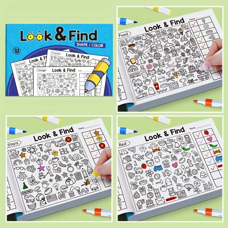 Kids Hidden Object Coloring Book Interactive Educational Matching Game Kids Early Learning Activities Enhance Visual Perception