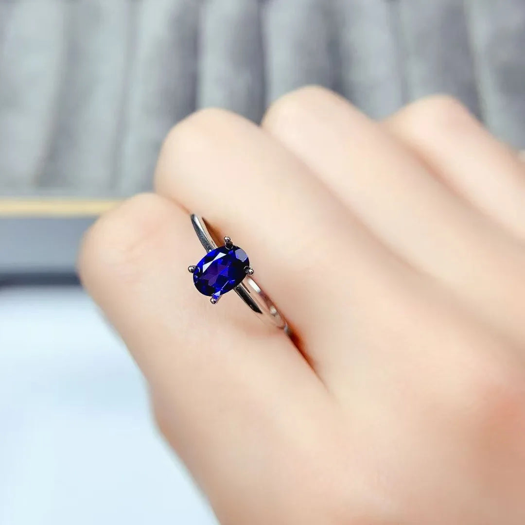 Designer Design Classic Natural Sapphire Ring S925 Sterling Silver Luxury Fashion Jewelry Makes Perfect Elegant Gift