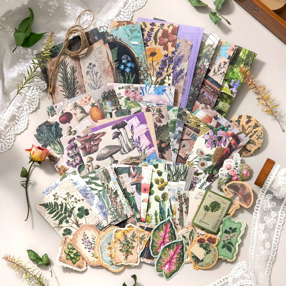 JIANQI 100 sheet Creative Scrapbook Vintage Materials Paper Combo Kit DIY Junk Journal Collage Photo Album Retro Art paper
