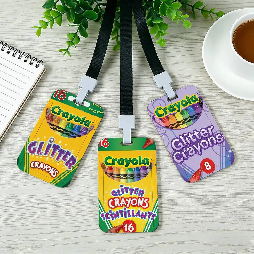 Fashion C-Crayola Neck Strap Lanyard Card Holder ID Bus Card Cover Badge Holder Pass Hang Rope Lariat Gifts Keys Accessories