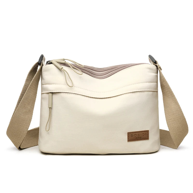 Women's Large Capacity Nylon Crossbody Bag -3 Main Pockets Spacious Shoulder Purse for Shopping & Daily Use