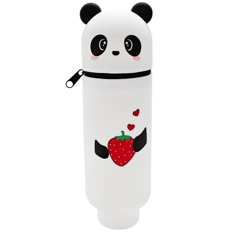 Silicone Cartoon Pencil Case with Zipper, Stand Up Organizer for Kids School Supplies