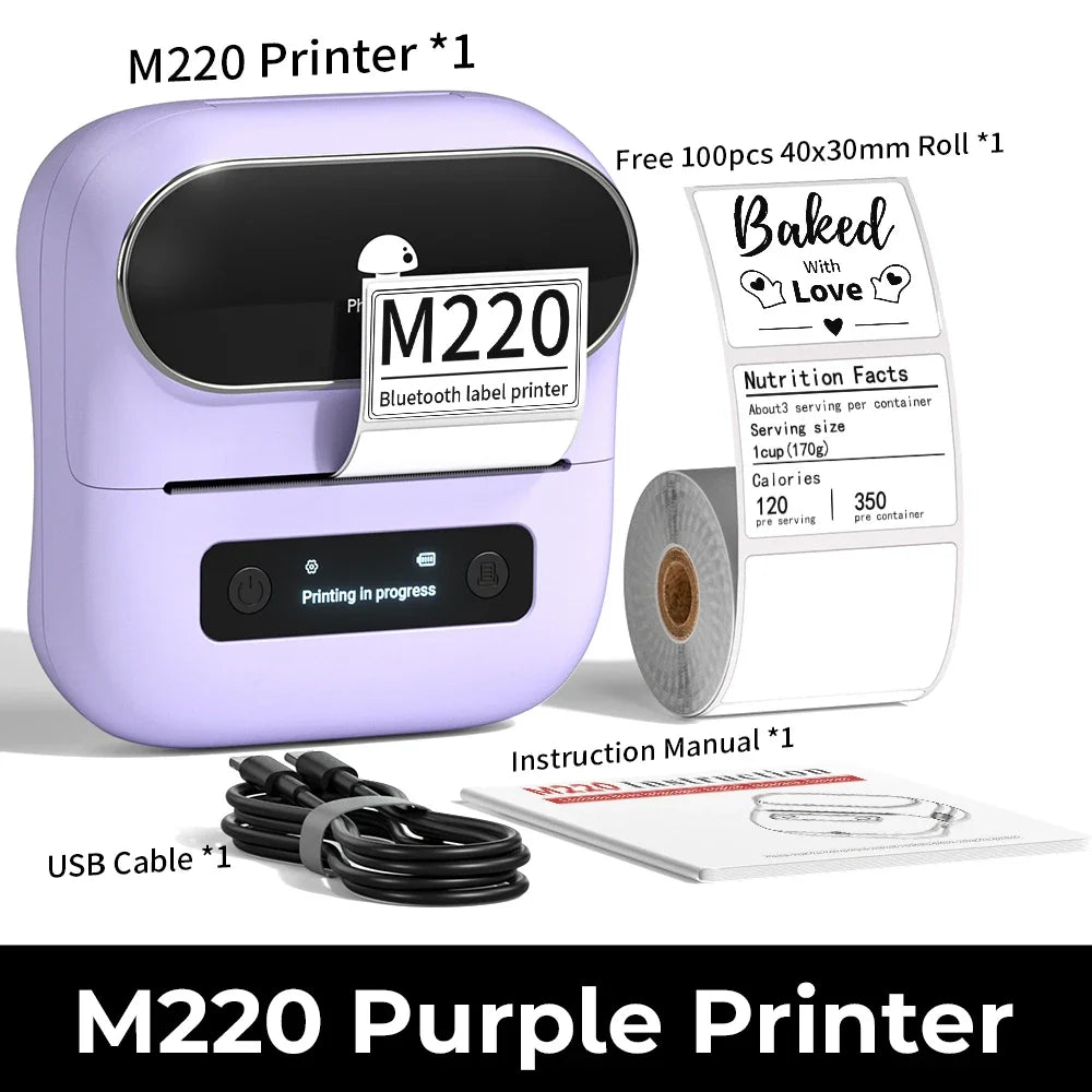 Zodzi M220 Label Printer 75mm Thermal Label Maker for Barcode Address Labeling Mailing File Folder Labels for Phone & PC