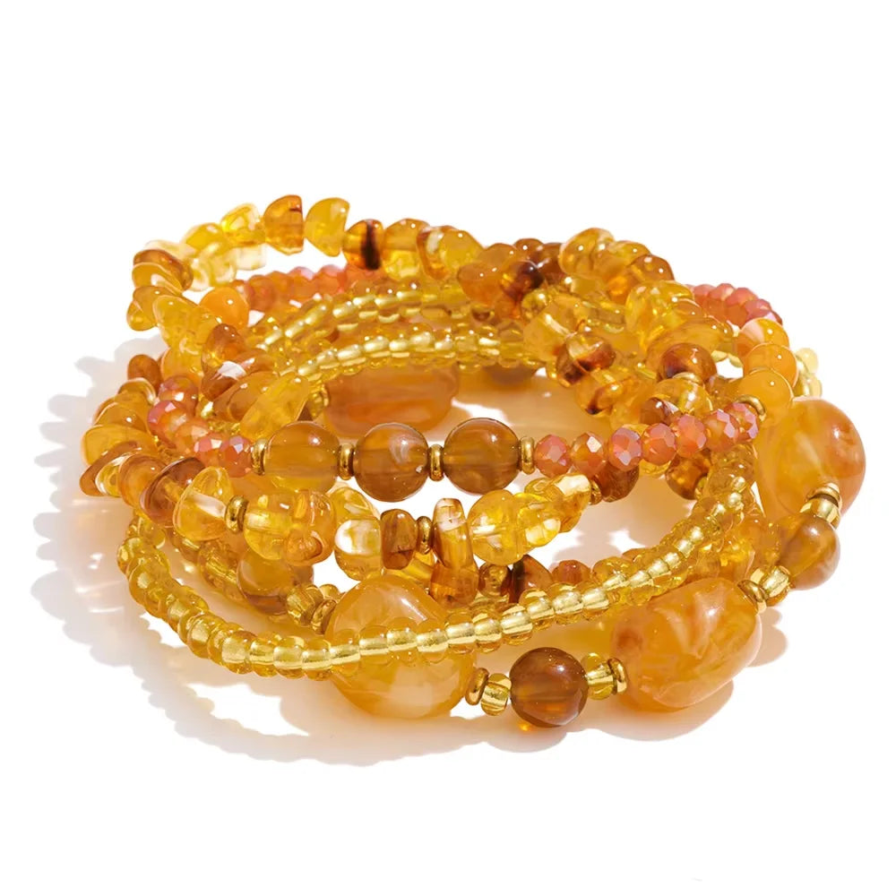 Yhpup 7 Color Fashion Beads Layered Statement Necklace 2025 Tarnish Resistant Charm Resin Trend Jewelry Christmas Gift for Women