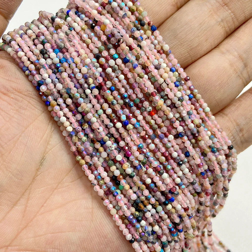 Natural Rose Pink Red Quartz Crystal Stone Beads 2 3 4mm Agates Chalcedony Morganite Rhodochrosite Gem Bead For Making Jewelry