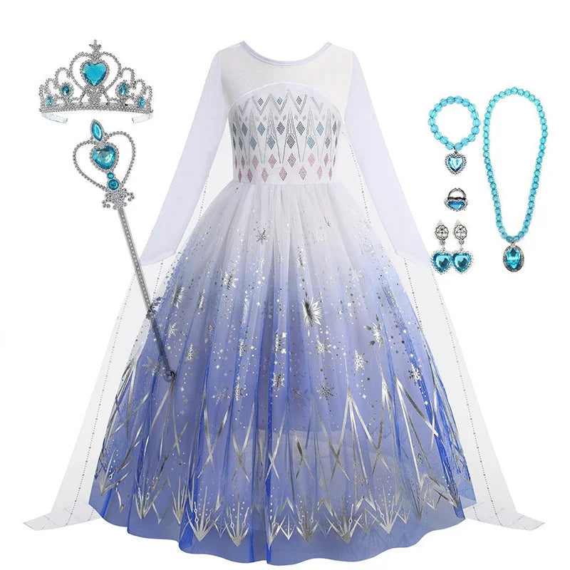 Anna Elsa Princess Girls Dress Up Winter Snow Queen Costume Carnival Party Halloween Kids Carnival Birthday Party Clothes