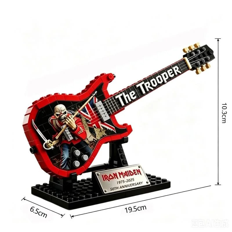 Brick Guitar Model Kit DIY Mini Electric Replica Ornament Rock Band Inspired Puzzle Toy Gift For Music Lovers Teens Desk Decor