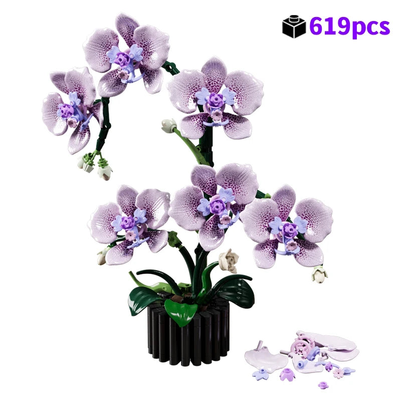 STEM Creative Orchid Set Eternal Flowers Potted Plant Building Blocks DIY Phalaenopsis Bricks Toy Valentine's Gift For Girls Kid