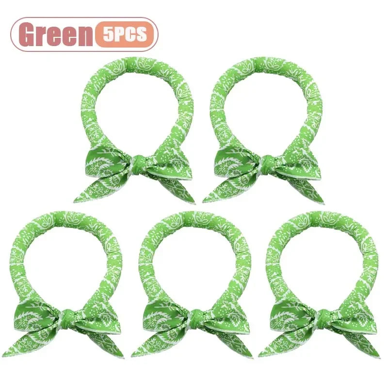 1-20PCS Summer Pet Cooling Scarf for Cats Dogs Ice Collar Cartoon Design Breathable Heat Relief Outdoor Travel Accessory