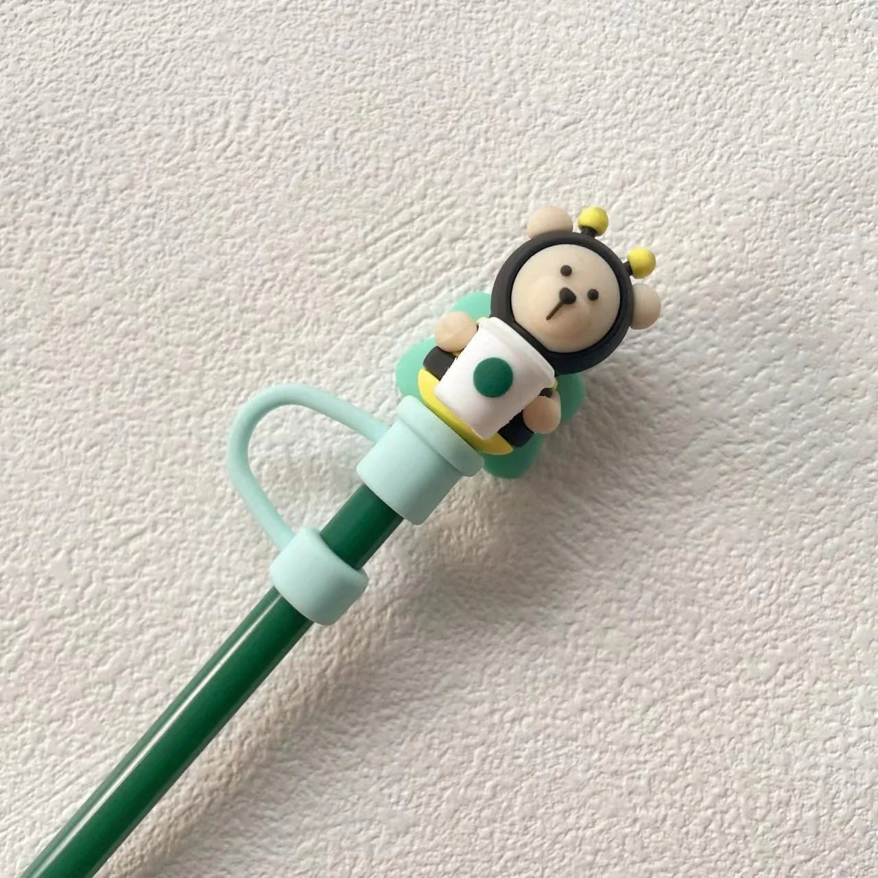 1pc Cute Bear Silicone Straw Cover Dust Plug for 7-8mm Straw Cups Tumblers Drink Lid Cap Creative Straw Toppers Cup Accessories
