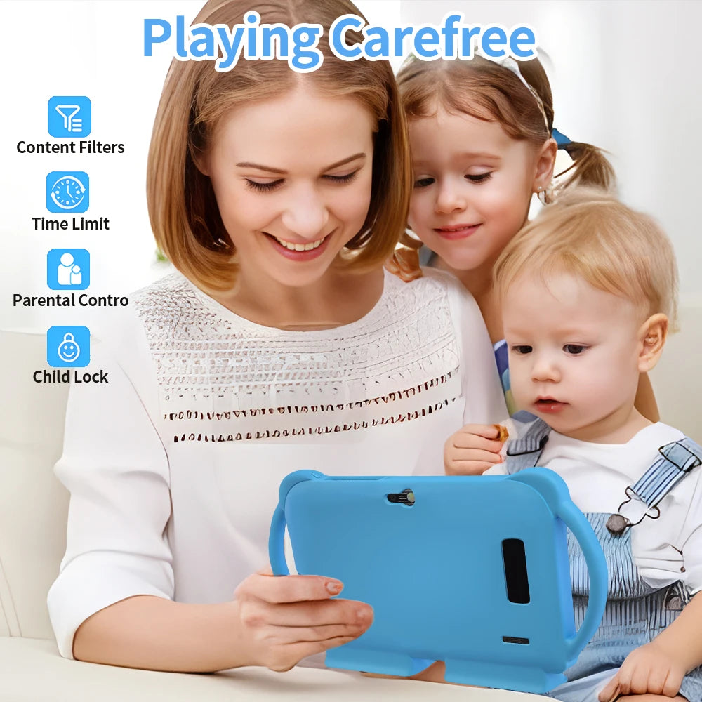 BDF K5 Pro 7-inch Kids Tablet Cartoon Kids-Proof Case 5G WiFi Google Learning Education Tablet PC 4GB RAM 64GB ROM 4000mAh