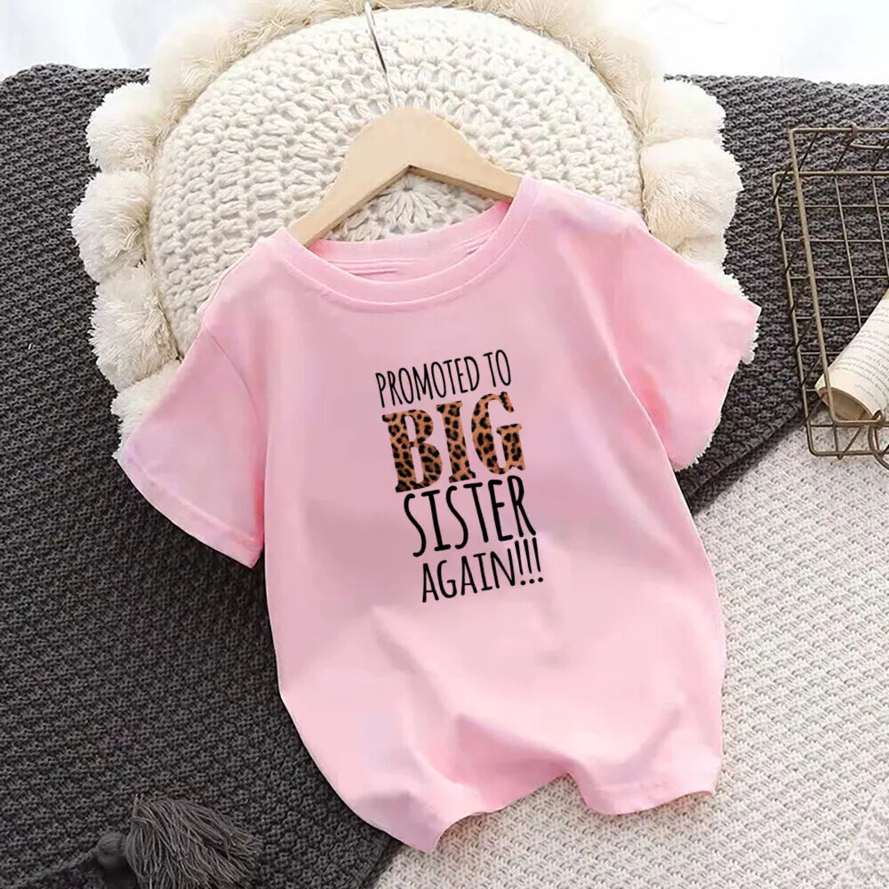 Promoted To Big Sister Kids T-Shirt Childrens T Shirt Baby Announcement Top Toddler Tshirt Summer Clothes Girls Short Sleeve Tee
