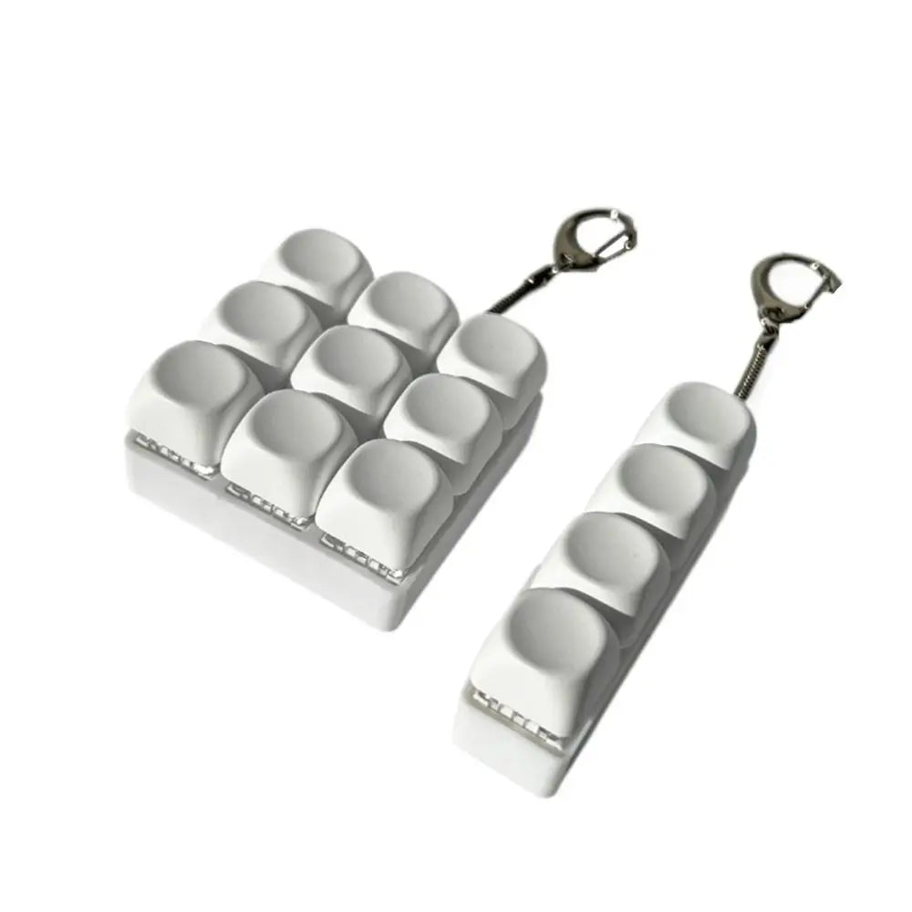 Relaxing DIY Keyboard Fidget Keychain Keycap Keys Button Finger Keyboard Cap 4/9Keys Relief Stress Clicker Toy Adult