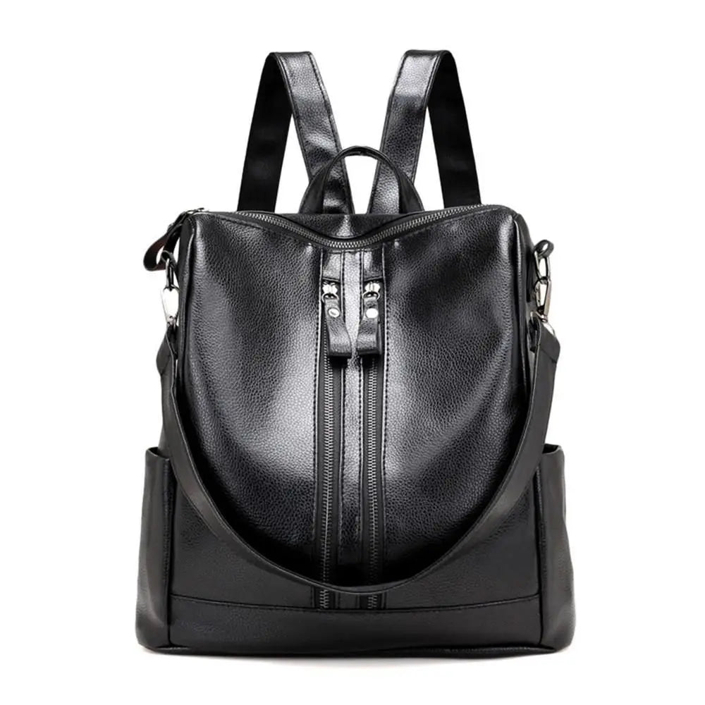 Women Soft Leather Backpack School Black Casual Multifunctional College Bag Large Capacity Shoulder Bags Travel Tote Backpack