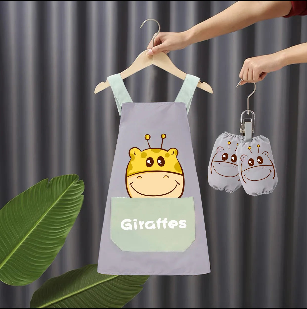 2-10Y Baby Girls Boys Waterproof Painting Apron with Sleeves Set Kids School Art Craft Painting Kitchen Cook Smock DIY Drawing
