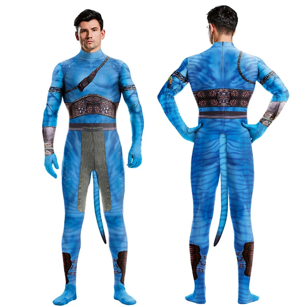 [You're My Secret] Avatar Cosplay Costume Carnival Movie Themed 3D Digital Print Elastic Zentai Pet Suit Purim Catsuit Bodysuits