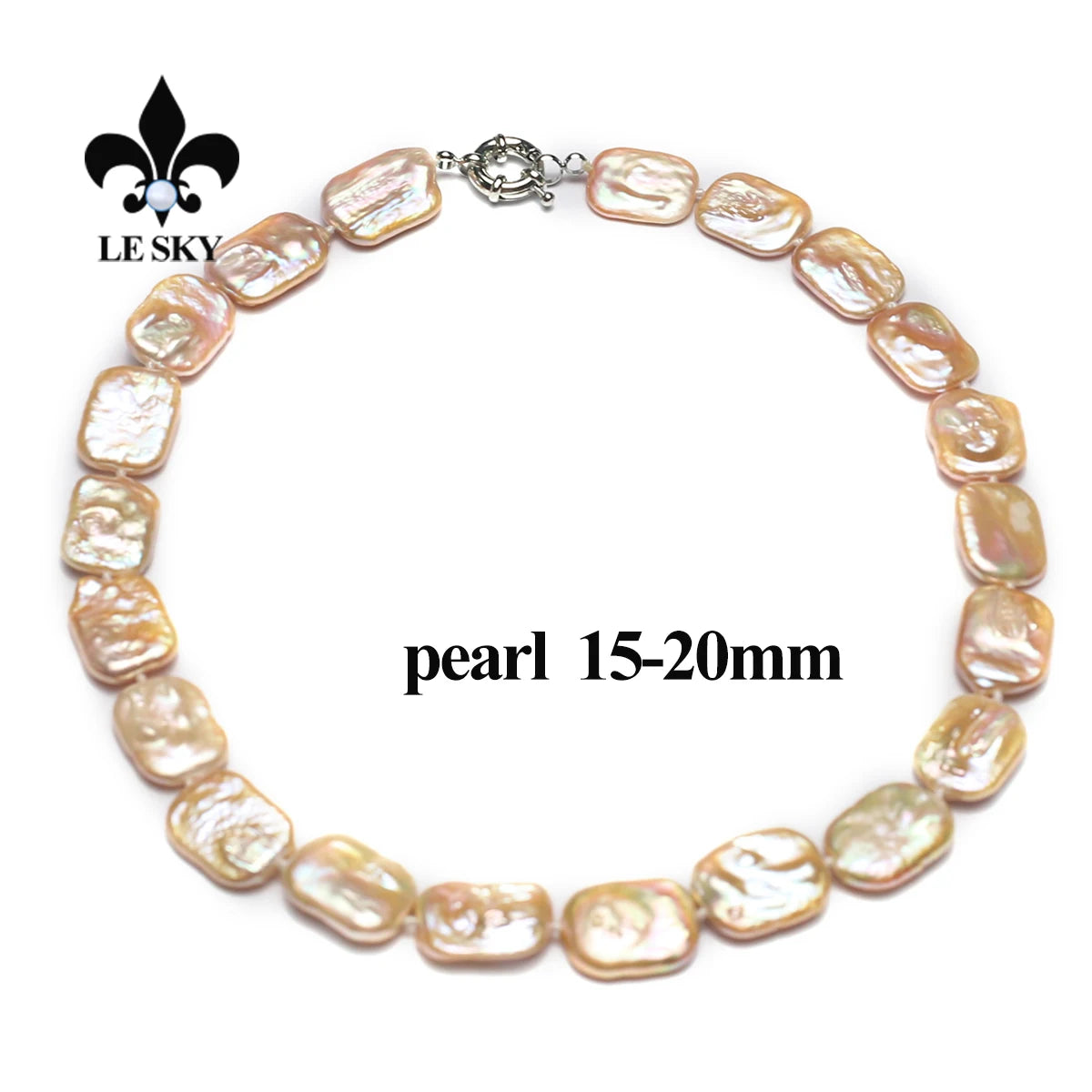 LE SKY Natural Freshwater Pearl Set Potato Shape Elasticity Pearl Bead Bracalet Necklace Earrings Wedding Party Accessories 8-9