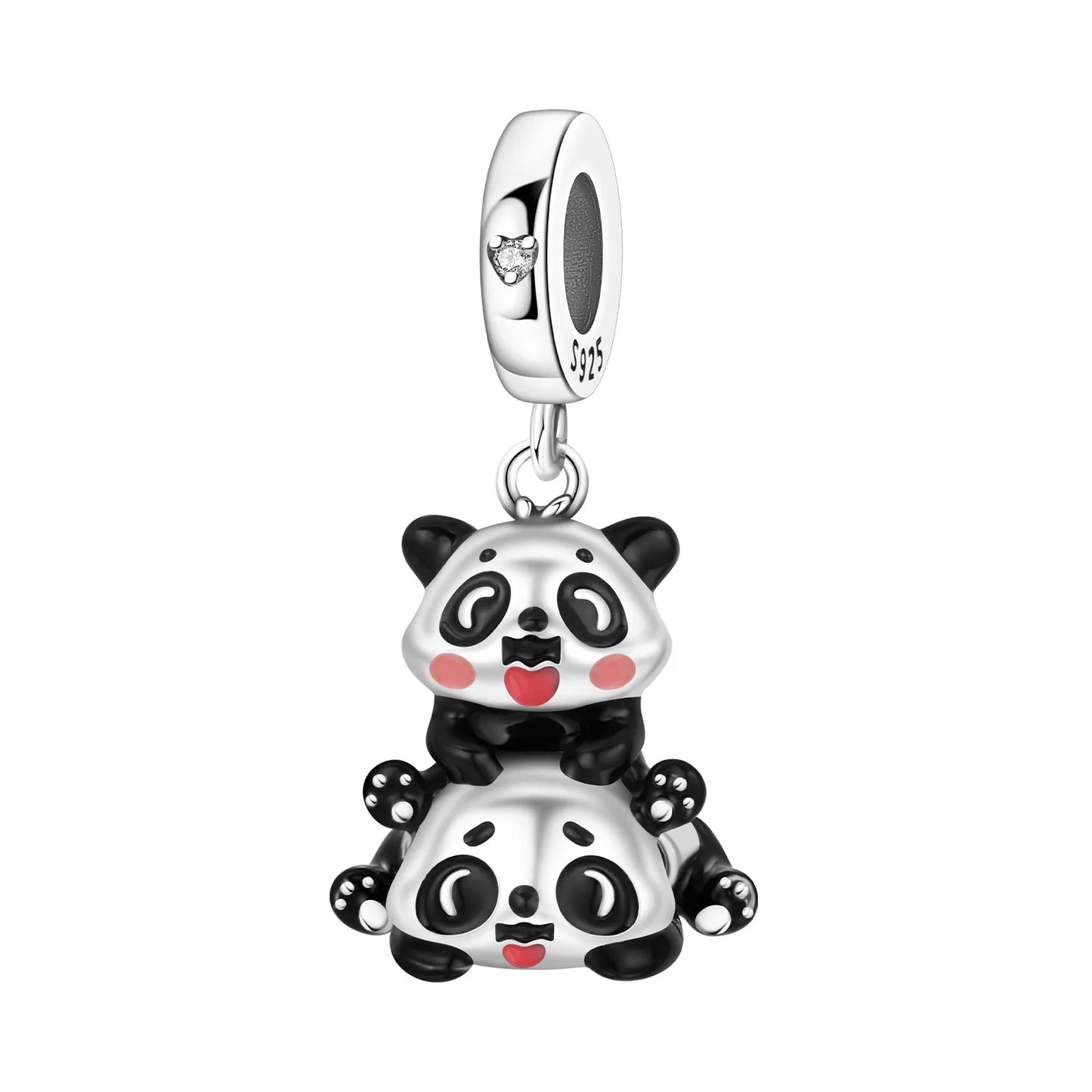 MISEFF Original S925 Sterling Silver Charm Adorable Animal Cute Panda Bead Pendant Charm Fit Bracelet DIY Jewelry Making Gifts