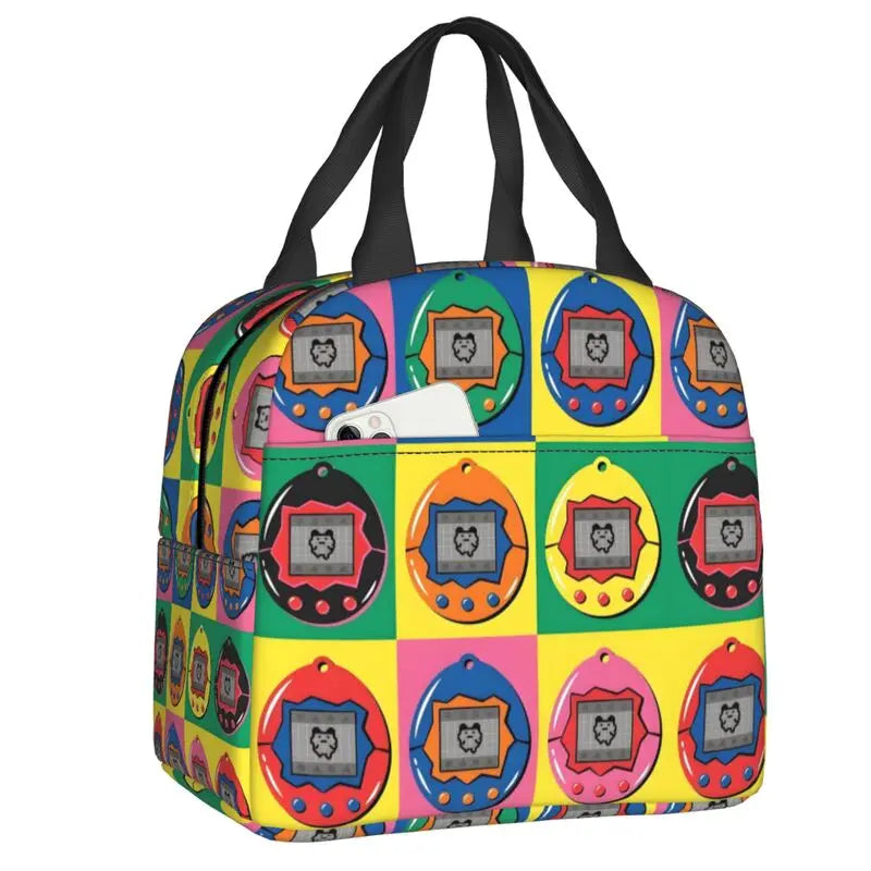 Custom Tamagotchies Cartoon Insulated Lunch Tote Bag for Women Resuable Cooler Thermal Bento Box Kids School Children