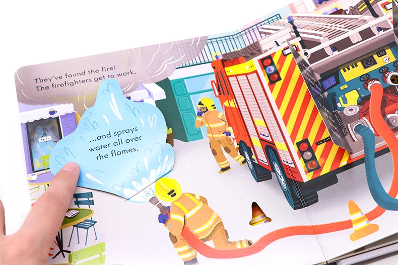 Usborne Peep Inside How A Fire Engine Works 3D Flap Picture Books for Kids Bedtime Reading Montessori Educational English Books