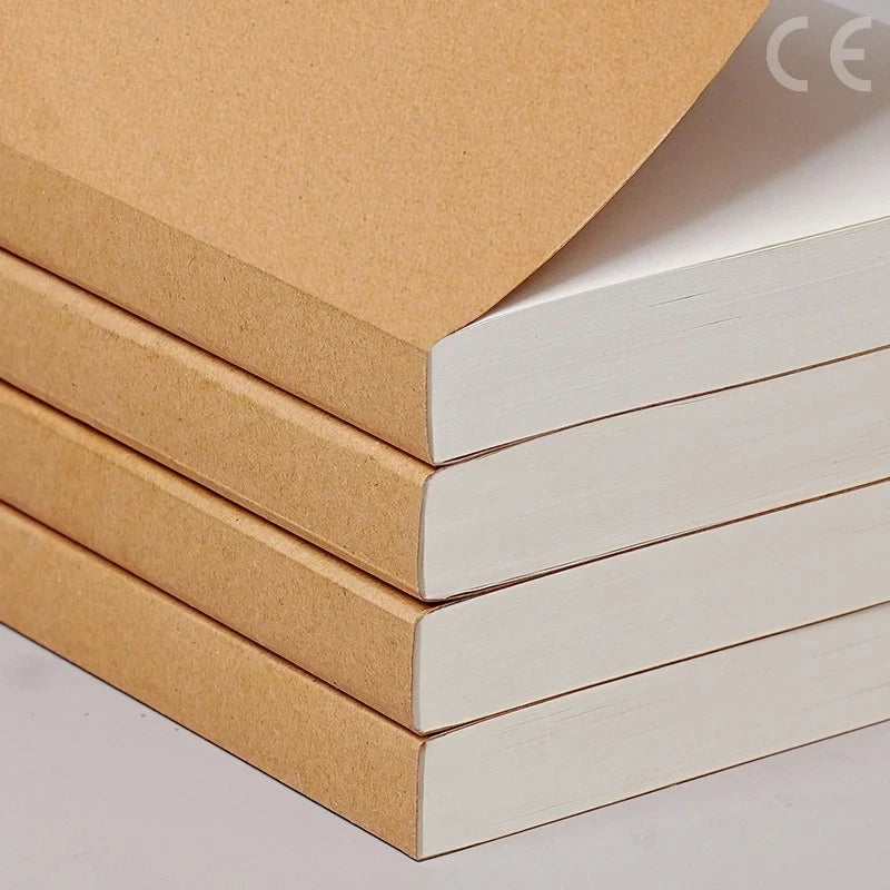 DIY Cover Kraft Paper Notebook A5/B5 Size 100/200 Sheets Blank Journal Draft Book for Students Teachers School Office
