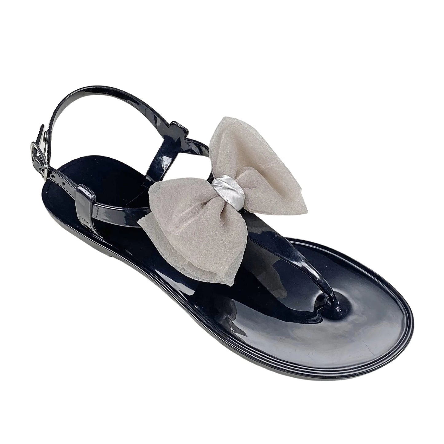 Flat Soled Sandals Women's 2026 Summer New Simple Jelly Outer Wear Casual Versatile Solid Color Transparent Beach Sandals Women