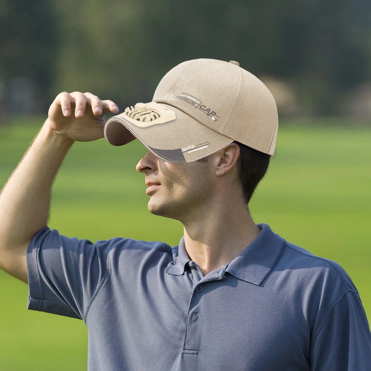 Unisex Summer USB Charging Cooling Fan Baseball Outdoor Golf Sunscreen Letters Print 2 Speed Adjustable Peaked Hat