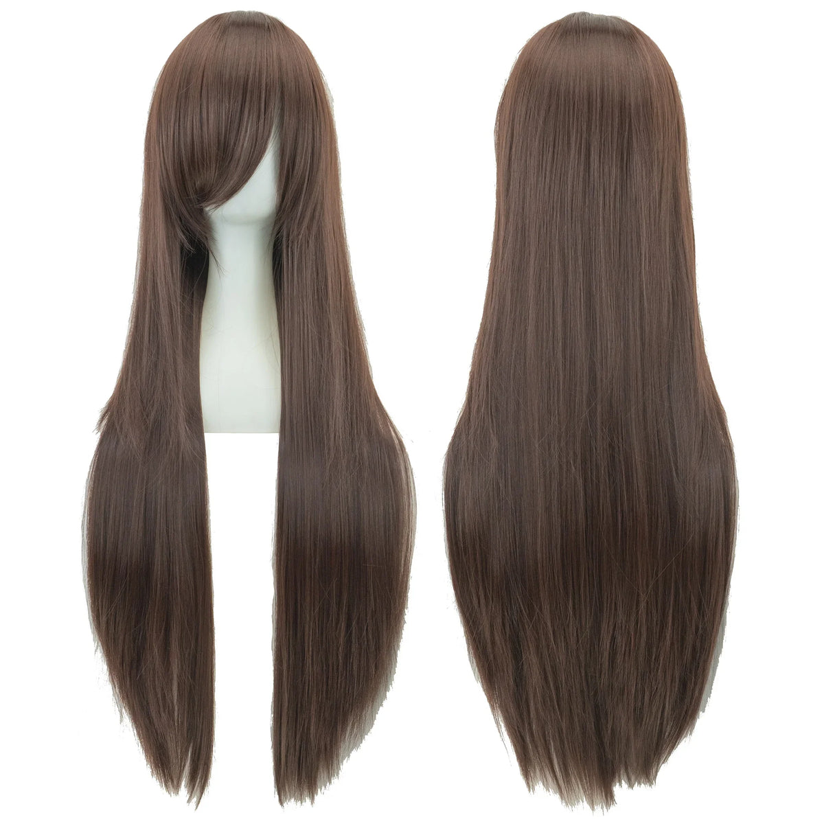 Soowee 80cm Long Synthetic Hair White Purple Cosplay Wigs Party Black Hair Straight Wig Hairpiece for Women
