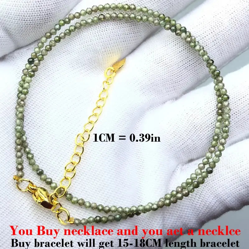 HOT Natural Stone 2mm Faceted Beads Necklace Crystal quartz Garnet agate Beaded Chains Fashion Simple Men Women Jewelry Gifts