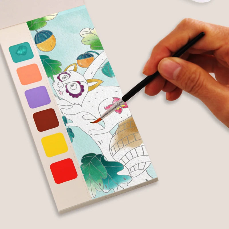 Portable Children Watercolor Painting Book 20 Sheets Gouache Graffiti Picture 1 Pen Coloring Water Drawing Books Set Kids Toys