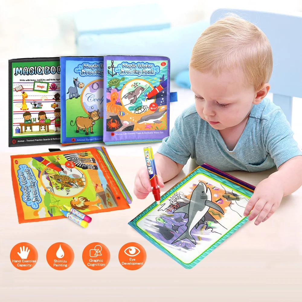 Coolplay  Magic Water Drawing Book Coloring Book Painting Board Doodle Book in Drawing Toys Educational Toys for Kids Xmas Gifts