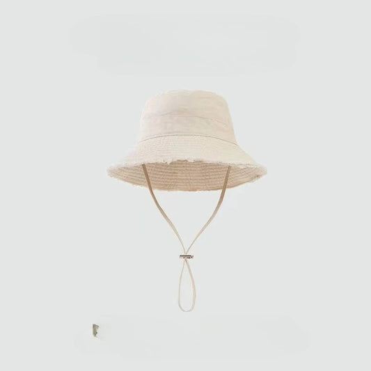 Women Bucket Hat Frayed Brim Sun Hat Summer UV Protection Fisherman Cap Outdoor Beach Travel Adjustable Wide Brim Visor Hat