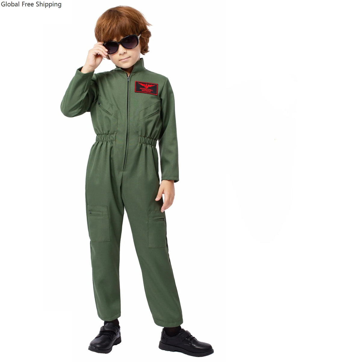 Kids Pilot Costume – Boys Jumpsuit or Girls Dress for Halloween & Career Day, S–XL