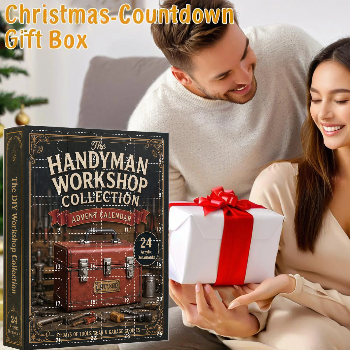 Garage Tools Advent Calendar 24 Workshop Tool Hangings 2D Acrylic Hanging Ornament Blind Box Christmas Halloween Decor Gift