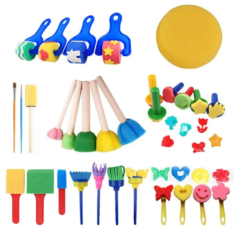 Painting Sponge Brush Set Children Drawing Toys EVA Stamp Art Rubbings Graffiti Roller Tools Early Education DIY Puzzle Toy TMZ