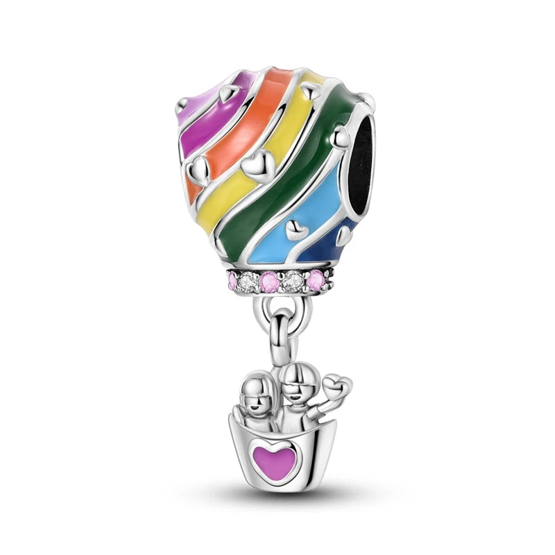 925 Sterling Silver Hot Air Balloon Sunflower Color Series Charms Beads Fit Original Wear Bracelets S925 DIY Jewelry Gifts