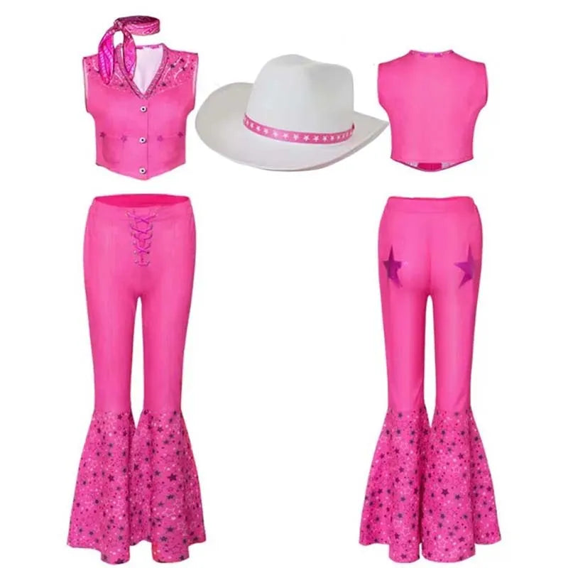 Homchee Trends COS Women Princess Cosplay Costume Pink Outfits Suit Disguise Bar Bi Pink Suit Scarf Hat for Comic Con Halloween