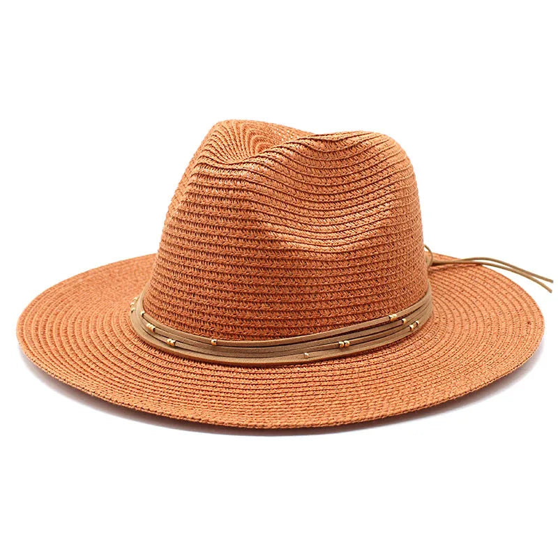 Big Size 60CM New Straw Hat 7cm Brim Summer Cooling Beach Sun Hat Outdoor Party Panama Jazz Hat Sombreros De Mujer