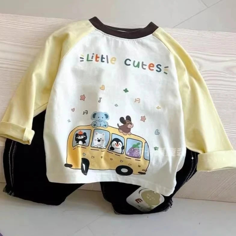 Boys T-shirt 2026 Spring/summer New Childrens Clothes Boys and Girls Cute Cartoon Printed Cotton Long-sleeved T-shirt Daily