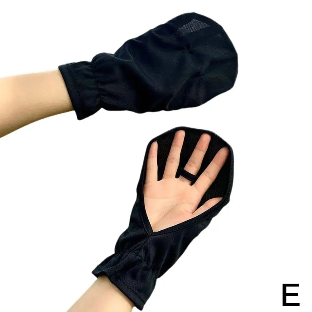 Women's Summer Ice Silk UV Protection Sunscreen Gloves Half Finger Thin Breathable Cooling Driving Gloves