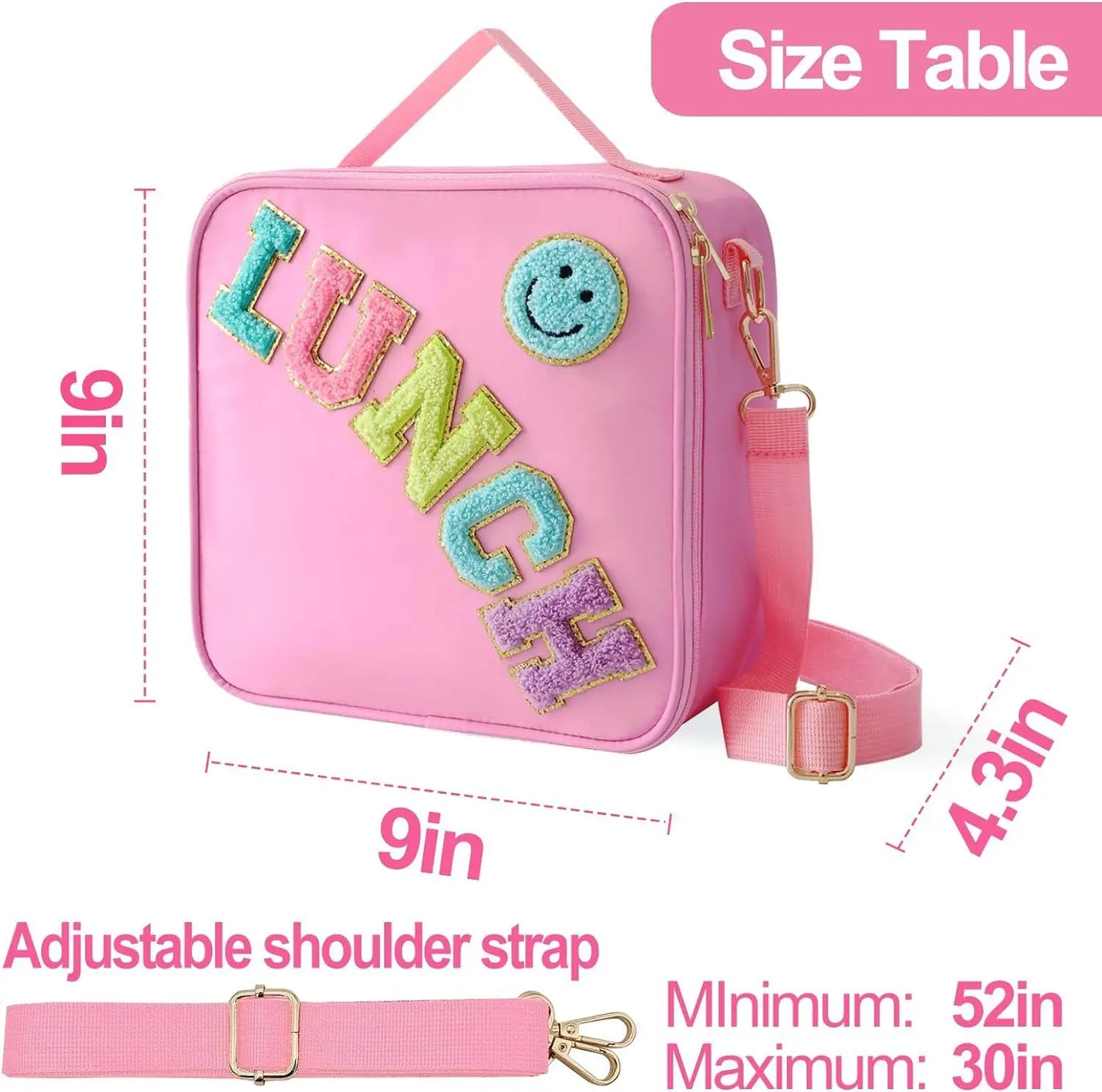 Lunch Bag with Aluminum Film Adjustable Shoulder Strap for Kids Back to School Food Insulated Lunch Cooler Bag Food Lunch Box