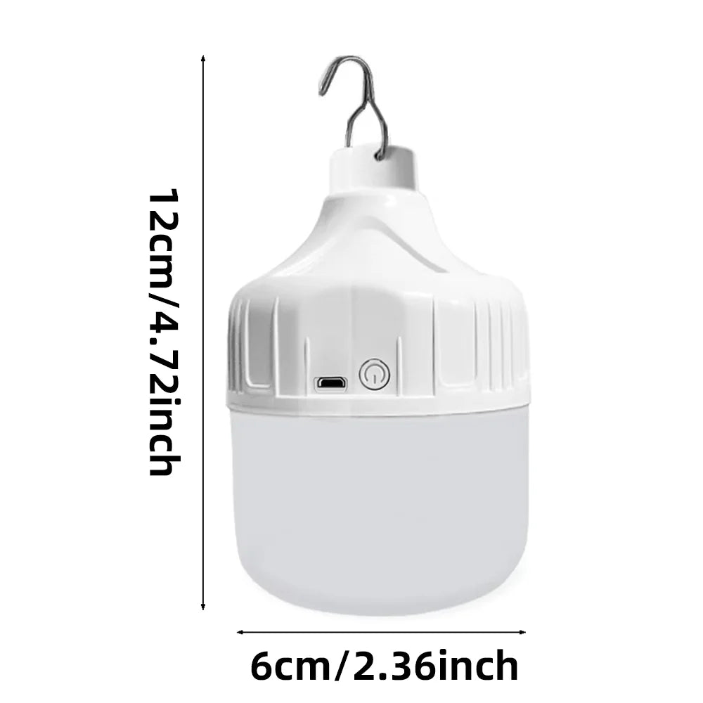 Outdoor USB Rechargeable LED Camping Lantern High Brightness Portable Tent Light with Hook for Hiking Fishing Night Use Travel