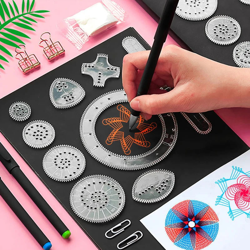 10-33pcs Spirograph Design Arts Craft Kit Classic Amazing Designs Rainbow Magic Scratch Off Paper Set Children Kids Drawing Toys