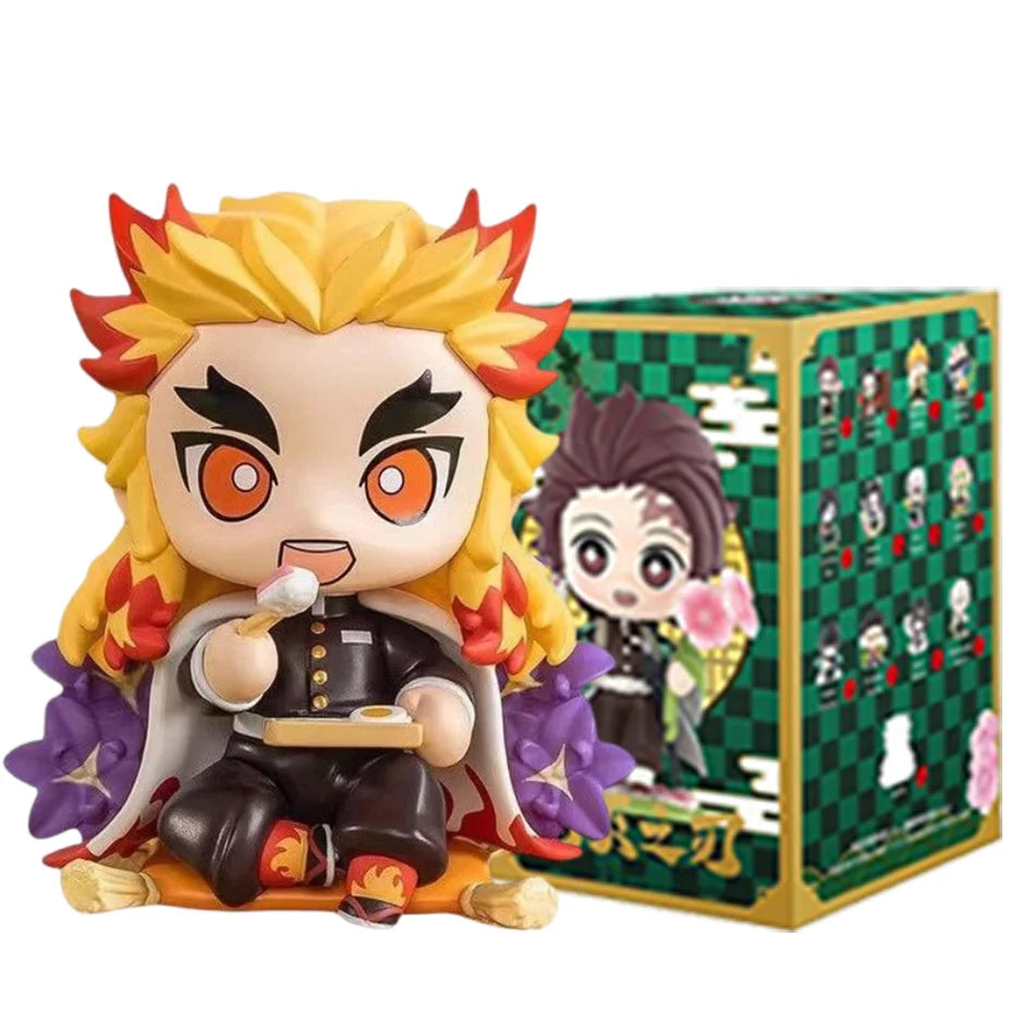 10CM Anime Demon Slayer Blind Box Figure Tanjiro Kamado Nezuko Cartoon PVC Model Desktop Ornament Child Christmas Halloween Gift