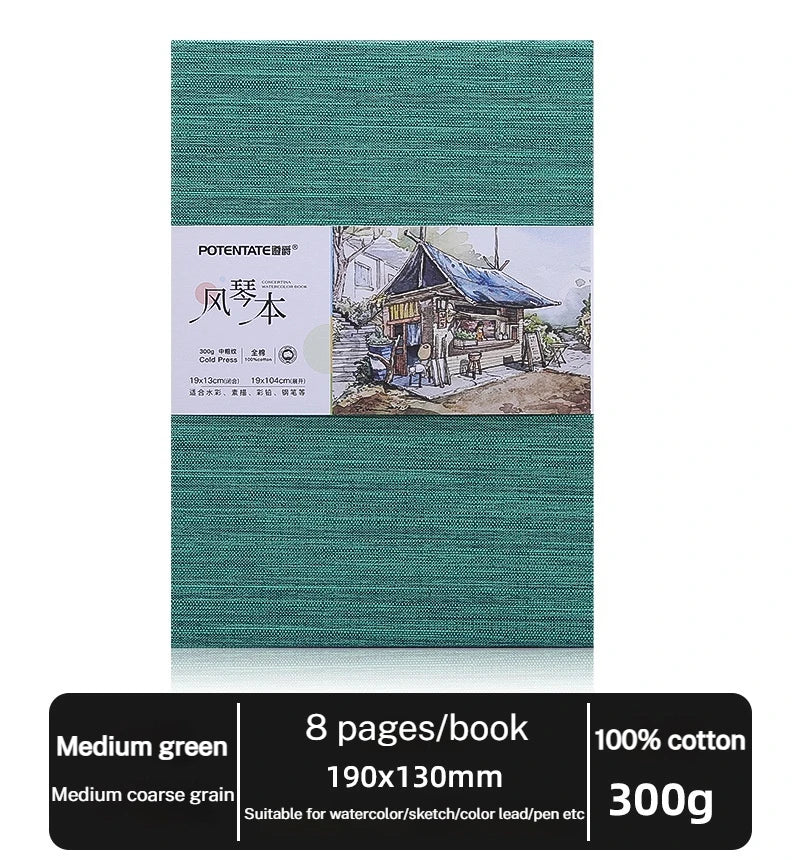 POTENTATE 100% Cotton Square Watercolor Paper Book 24 Sheets 300g Art Painting Drawing Paper Sketchbook Journal Drawing Notebook