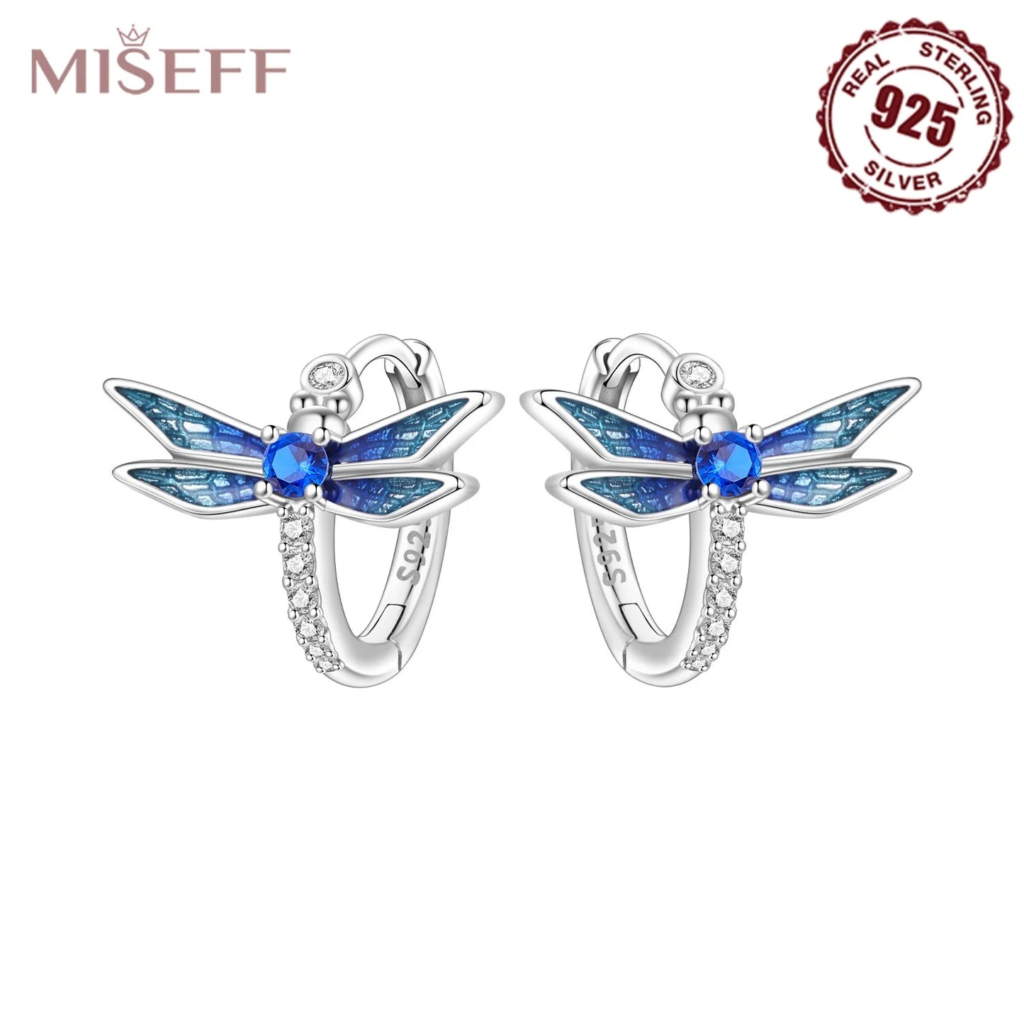 MISEFF S925 Sterling Silver Earring Exquisite Insect Gradient Dragonfly Earrings Original Jewelry Birthday Gifts For Women