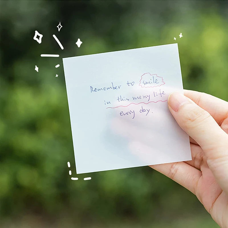 50pcs Transparent Waterproof Posted It Sticky Note Pads Notepads Posits For School Student Stationery Office Supplies 70mmx95mm