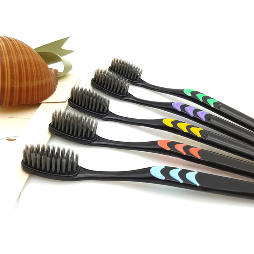 10 Pieces Packed Toothbrush Deep Cleaning Soft Bristle Bamboo Charcoal Black Hair Ultra-Fine Health Teethbrush Oral Cleaning