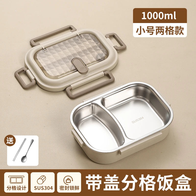 304 Stainless Steel Insulated Lunch Box Office Workers Sealed Portable Lunch Box with Bag Students Kids Commercial Bento Box Set